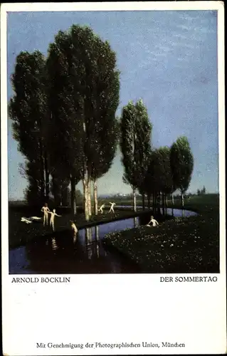 Künstler Ak Böcklin, A., Sommertag, Fluss, Badende Menschen