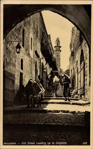 Ak Jerusalem Israel, Old Street leading up to Golgatha