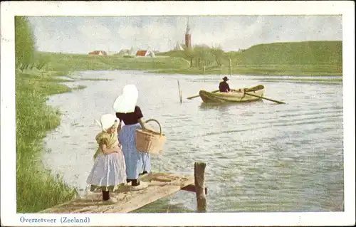 Ak Overzetveer Zeeland, Volkstrachten, Kirche