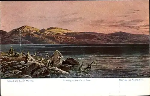 Künstler Ak Perlberg, F., Israel, Abend am Toten Meer