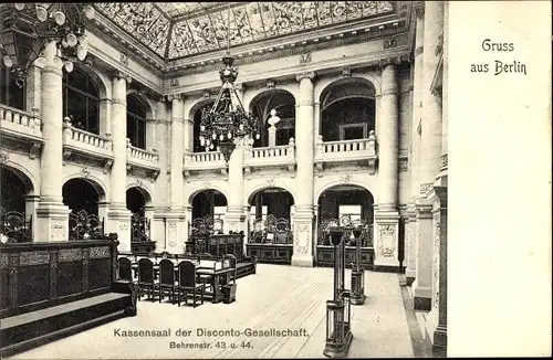 Ak Berlin Mitte, Disconto-Gesellschaft, Kassensaal, Behrensstraße 43-44