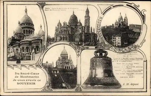 Ak Paris XVIII. Montmartre, Kirche Sacré-Coeur, Standseilbahn, Glocke