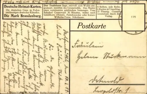 Künstler Ak Winkler, Berlin Wilmersdorf Grunewald, Teufelssee