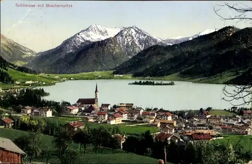 Ak Schliersee in Oberbayern. Panorama, Brecherspitze