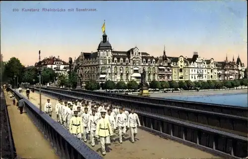 Ak Konstanz am Bodensee, Rheinbrücke, Seestraße, Matrosen