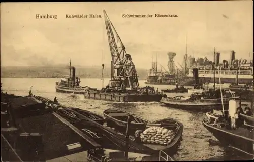 Ak Hamburg Mitte Steinwerder Kuhwerder, Hafen, Schwimmender Riesenkran