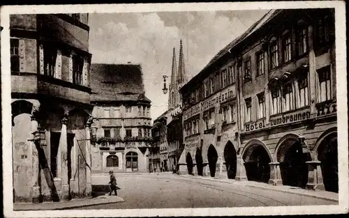 Ak Görlitz in der Lausitz, Hotel zum braunen Hirsch, Möbelmagazin, Kirchturm