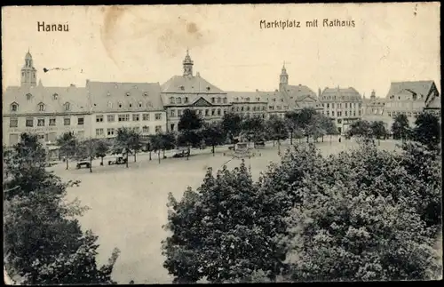 Ak Hanau am Main, Marktplatz, Rathaus