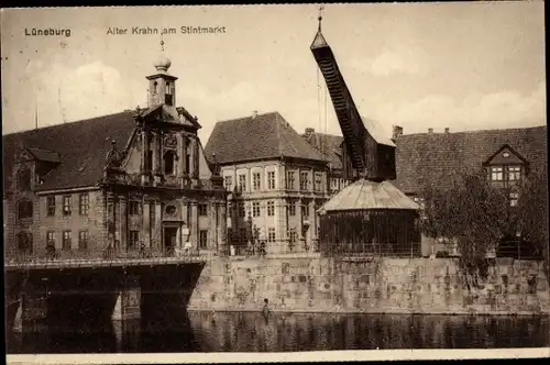 Ak Lüneburg in Niedersachsen, Alter Krahn am Stintmarkt