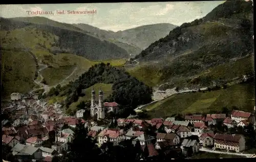 Ak Todtnau Bad. Schwarzwald, Teilansicht des Ortes mit Landschaft