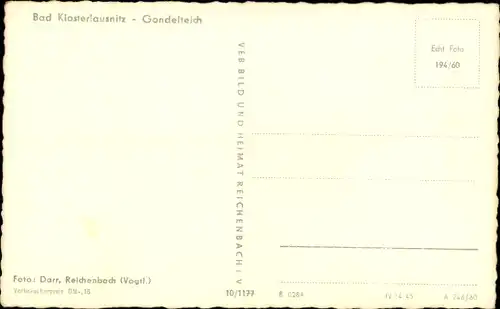 Ak Bad Klosterlausnitz in Thüringen, Gondelteich