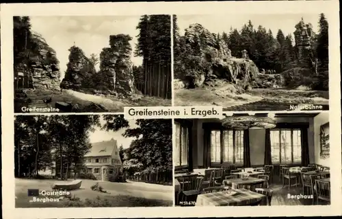 Ak Ehrenfriedersdorf im Erzgebirge, Greifensteine, Naturbühne, HO Gaststätte Berghaus