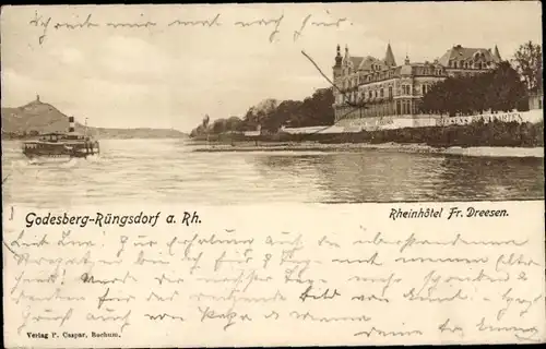 Ak Rüngsdorf Bad Godesberg Bonn am Rhein, Rheinhotel Fr. Dreesen