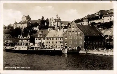 Ak Meersburg am Bodensee, Teilansicht, Schiff, Giebelhaus