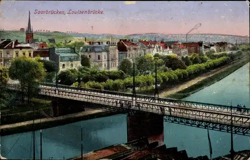 Ak Saarbrücken im Saarland, Blick auf die Louisenbrücke