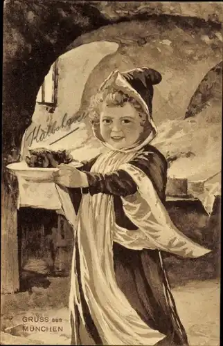 Künstler Ak München, Münchner Kindl, Essen