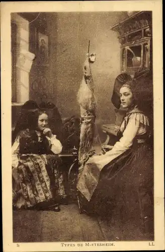 Ak Mietesheim Elsass Bas Rhin, Frauen in Tracht