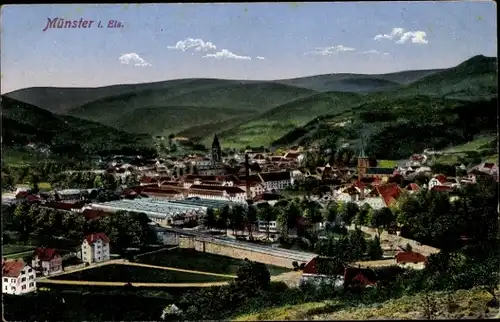 Ak Munster Münster Elsass Haut Rhin, Panorama