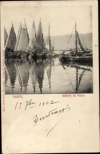 Ak Triest Trieste Friuli Venezia Giulia, Hafen, Fischerboote