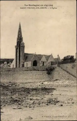 Ak Saint Michel en Greve Cotes d'Armor, Kirche