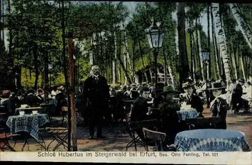 Ak Erfurt in Thüringen, Schloss Hubertus im Steigerwald, Terrasse