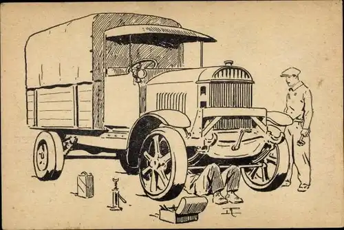 Künstler Ak LKW wird repariert