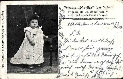 Ak Liliputaner, Prinzess Martha aus Polen, Portrait