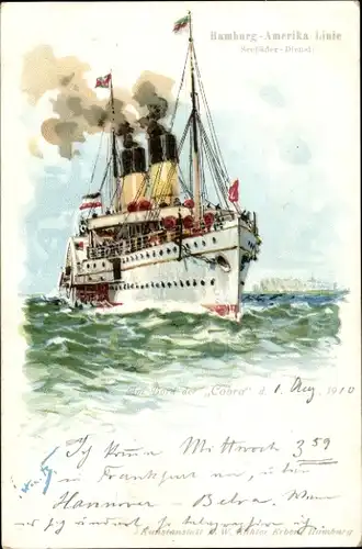 Künstler Litho Bohrdt, Hans, Dampfschiff Cobra, HAPAG, Nordsee Linie, Hamburg-Helgoland-Sylt