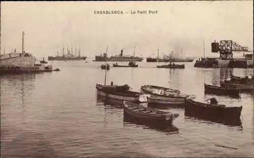 Ak Casablanca, Marokko, Le Petit Port, kleiner Hafen