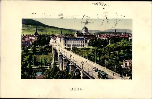 Ak Bern Stadt Schweiz, Brücke zur Stadt