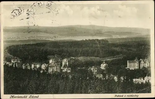 Ak Mariánské Lázně Marienbad Region Karlsbad, Blick vom Aussichtsturm