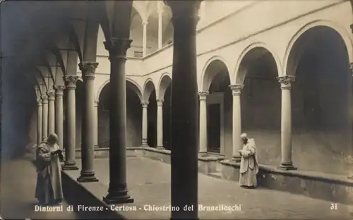 Ak Certosa di Pisa Toscana, Dintorni di Firenze, Chiostrino del Brunelleschi