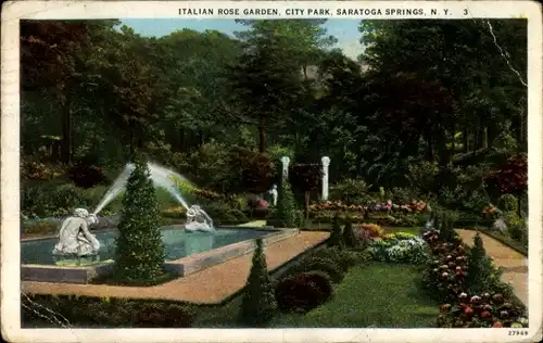 Ak Saratoga Springs New York USA, italiensicher Rosengarten im Stadtpark