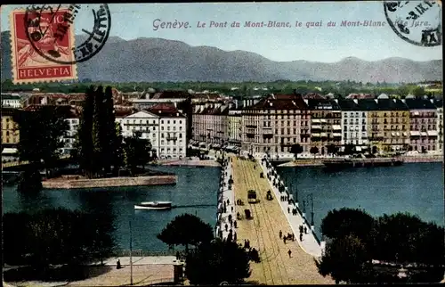 Ak Genève Genf Schweiz, Mont Blanc Brücke zur Stadt