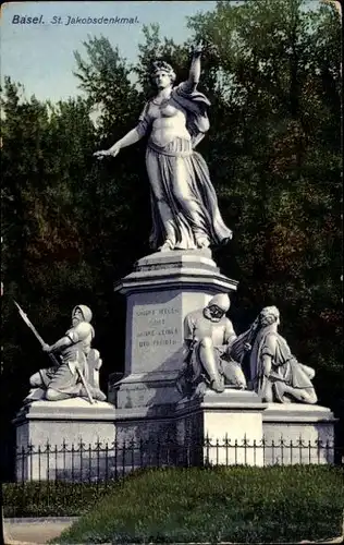 Ak Basel Stadt Schweiz, Sankt Jakobsdenkmal