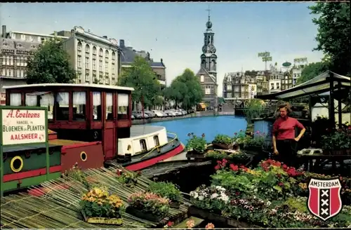 Ak Amsterdam Nordholland Niederlande, Blumenmarkt Singel