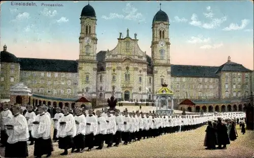 Ak Einsiedeln Kt. Schwyz Schweiz, Religiöse Prozession