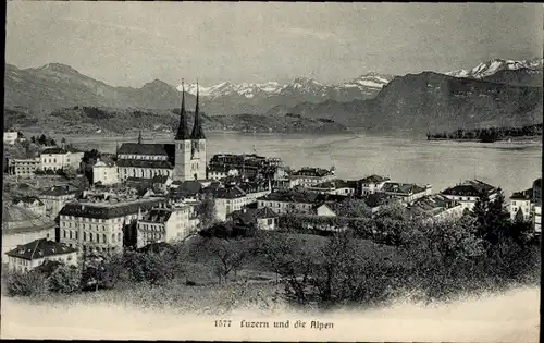 Ak Luzern Stadt Schweiz, Gesamtansicht, Alpen