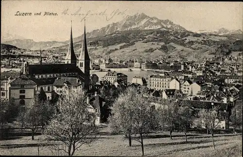 Ak Luzern Stadt Schweiz, Gesamtansicht, Pilatus