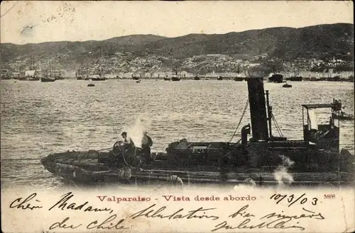 Ak Valparaíso Chile, Vista desde abordo