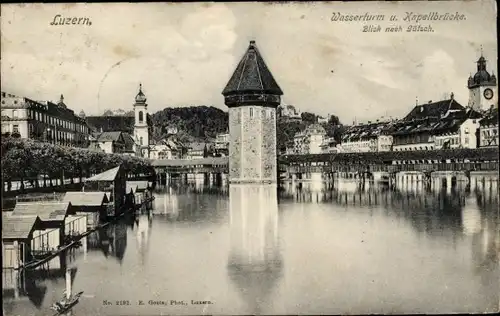 Ak Luzern Stadt Schweiz, Kapellbrücke, Wasserturm