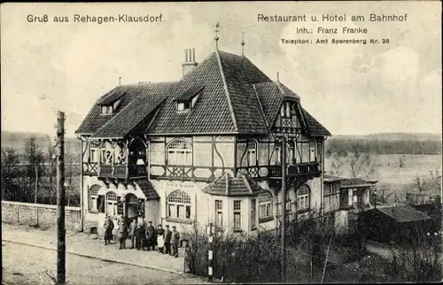 Ak Rehagen Klausdorf am Mellensee, Restaurant und Hotel am Bahnhof