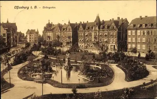 Ak Offenburg in Baden Schwarzwald, Volksgarten