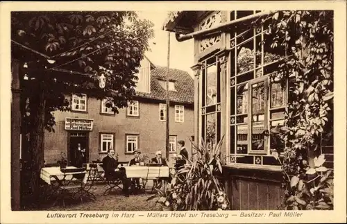 Ak Treseburg Thale im Harz, Müllers Hotel zur Treseburg, Besitzer Paul Müller