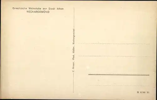 Ak Neckargemünd am Neckar, Griechische Weinstube zur Stadt Athen, Kasse