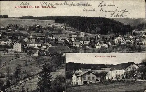 Ak Uehlingen Ühlingen Birkendorf im Schwarzwald, Gesamtansicht, Gasthaus zur Post