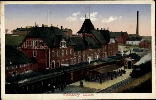Ak Eichenberg Neu-Eichenberg in Hessen, Bahnhof, Gleisseite, Dampflokomotiven