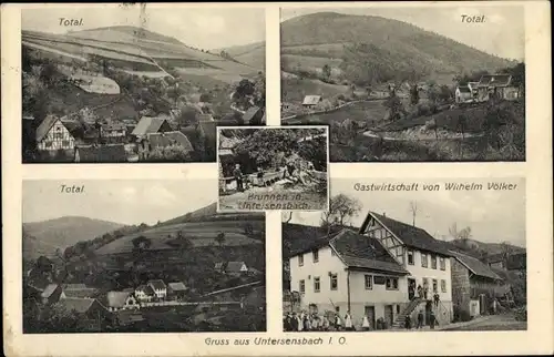 Ak Untersensbach Unter Sensbach Oberzent im Odenwald, Gesamtansicht, Brunnen, Gastwirtschaft