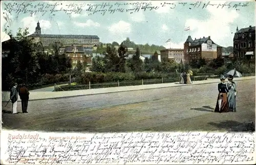 Ak Rudolstadt in Thüringen, Anger mit Schloss