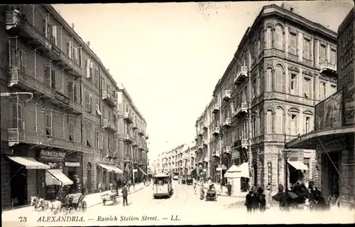Ak Alexandria Ägypten, Rue de la Gare de Ramleh